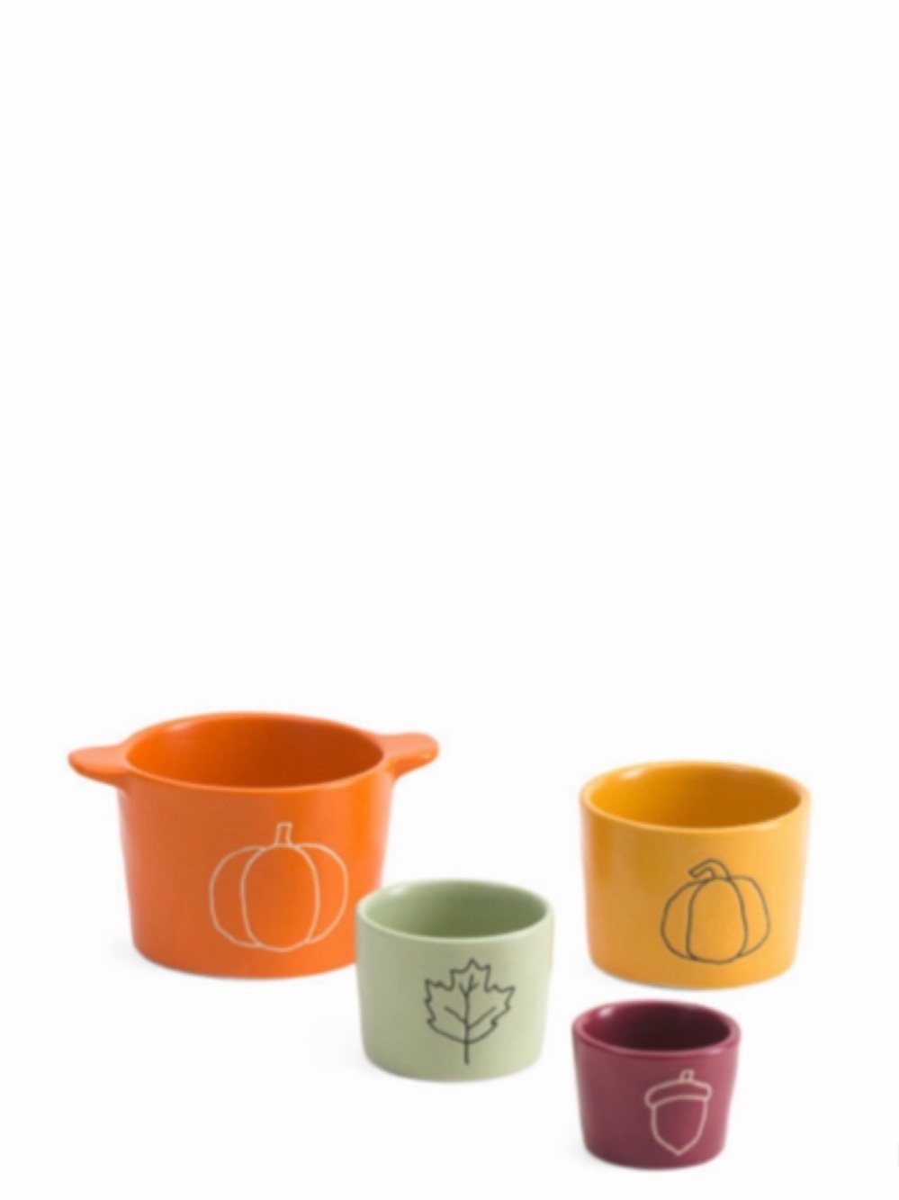 Rae Dunn Fall Harvest Pumpkin Leaves Measuring Cups Set Ceramic Nested Autumn
